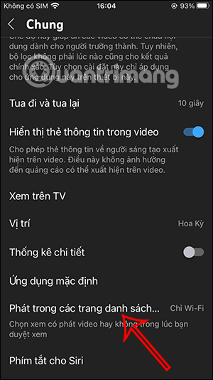 Phát trong các trang danh sách video YouTube