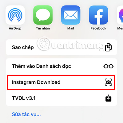 Chọn Instagram Download.