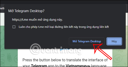 Mở Telegram Desktop