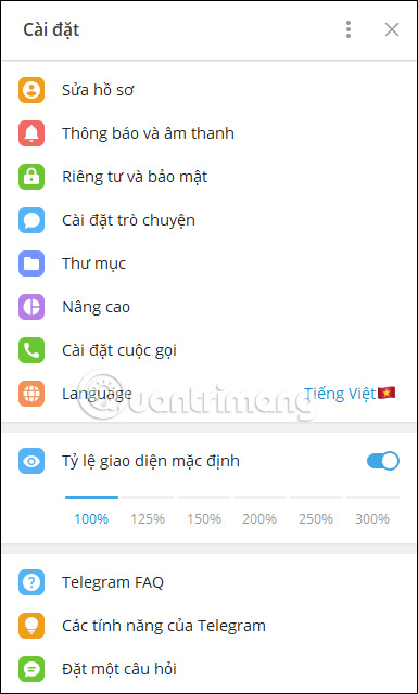 Giao diện Tiếng Việt cho Telegram PC