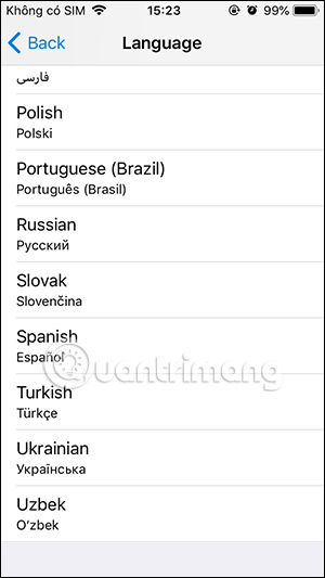 Danh sách ngôn ngữ Telegram