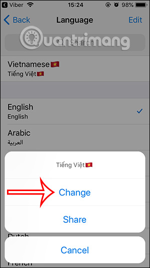 Chuyển sang tiếng Việt trên Telegram