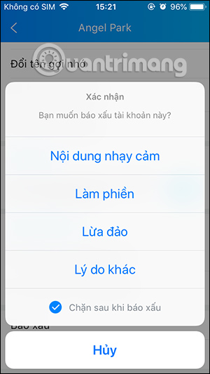 Lý do báo xấu tài khoản Zalo