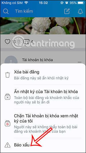 Chọn báo xấu bài viết Zalo