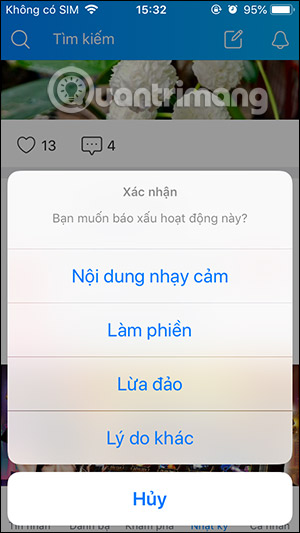 Lý do báo xấu bài viết Zalo