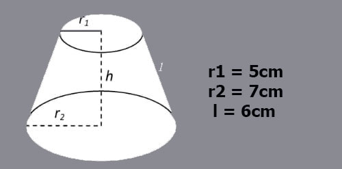 Một hình nón cụt đem nửa đường kính nhì mặt mày lòng r1 và r2 theo thứ tự vị 5cm và 7cm