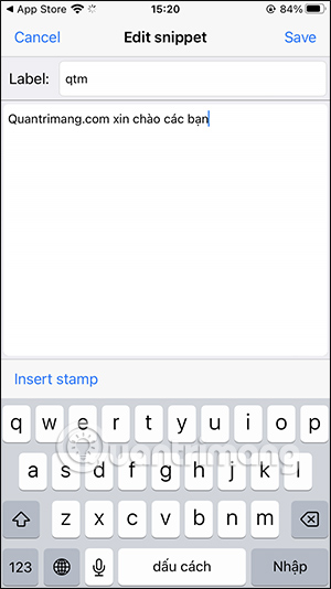 Tin nhắn nhanh trên SnippetKeys