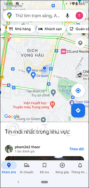 Giao diện bản đồ Google Maps