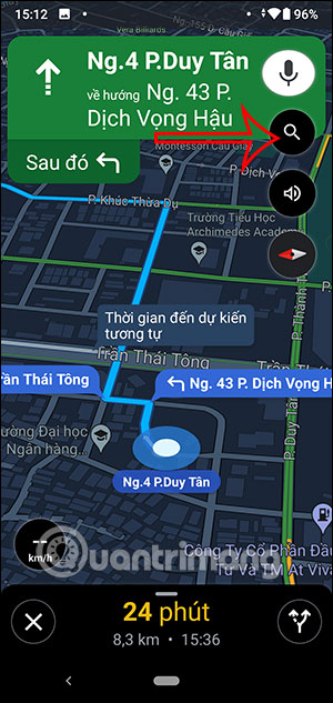 Nhấn biểu tượng kính lúp