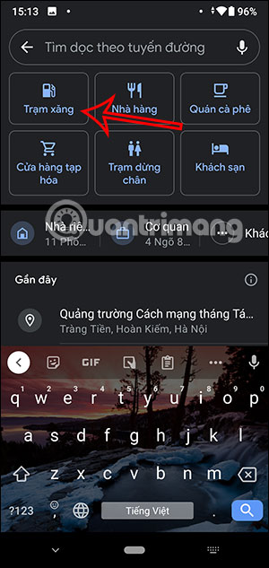 Tìm kiếm trạm xăng trên bản đồ Google Maps