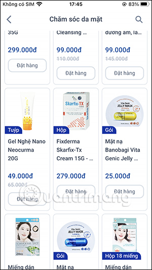 Các sản phẩm trên app Long Châu