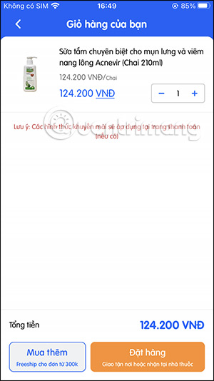 Mua hàng trên ứng dụng Pharmacity