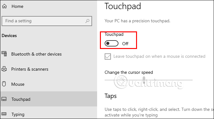 Kích hoạt Touchpad trên máy tính
