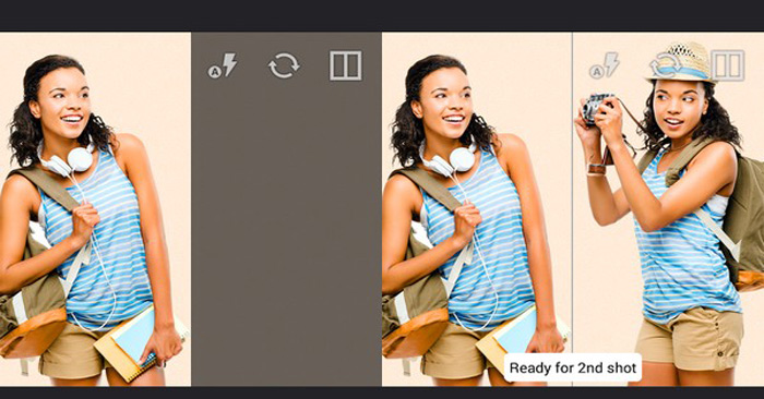 Split Camera  cho phép bạn chụp 2 ảnh khác nhau trong cùng một khúc hình 