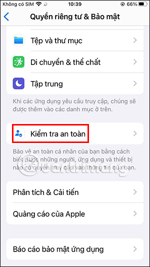 Kiểm tra an toàn iOS 16
