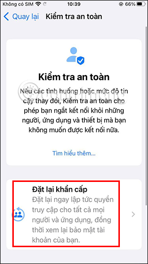 Đặt lại khẩn cấp iOS 16