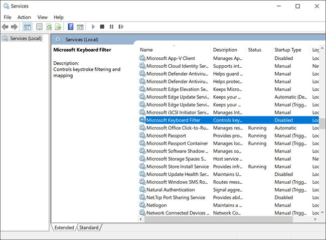 Kích hoạt Microsoft Keyboard Filter Service