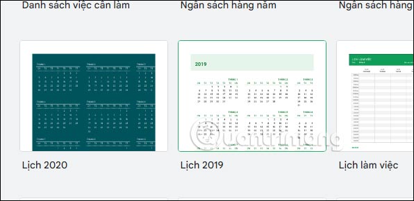 Chọn mẫu lịch có sẵn trên Google Sheets