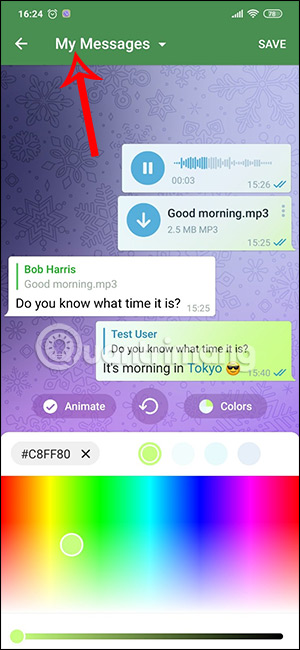 Chỉnh màu tin nhắn Telegram