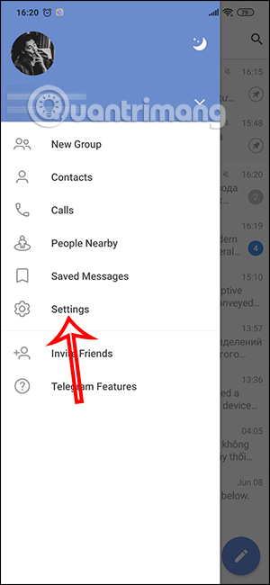 Telegram settings 