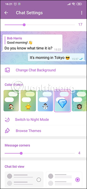 Chọn màu theme Telegram