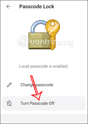 Tắt mã khóa Telegram
