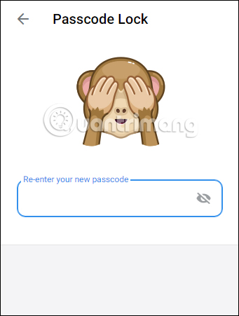 Nhập lại Passcode Lock Telegram