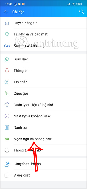 Thay đổi ngôn ngữ và phông chữ Zalo