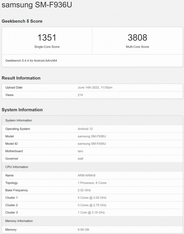Dữ liệu từ Geekbench