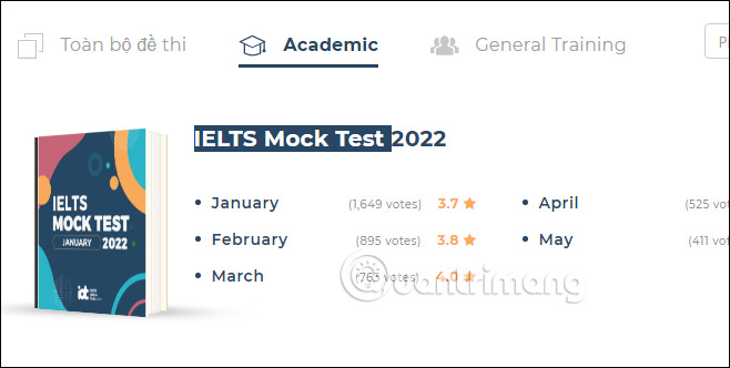 Dạng bài thi trên IELTS Online Tests