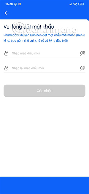 Điền mật khẩu Pharmacity