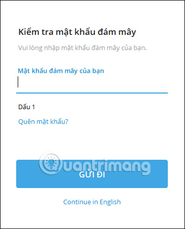 Nhập mã bảo mật trên Telegram
