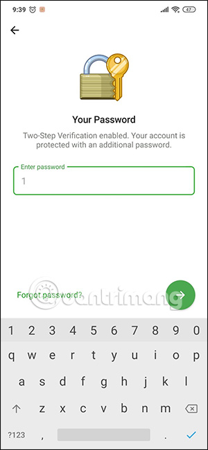 Điền mã bảo mật trên Telegram