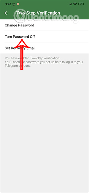 Xóa mã bảo mật trên Telegram
