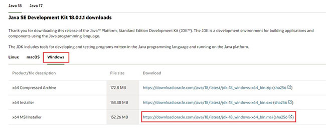 Java-JDK-Downloadseite