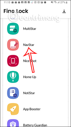 Nhấn chọn ứng dụng NavStar