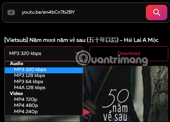 Getmp3 tải về video clip YouTube