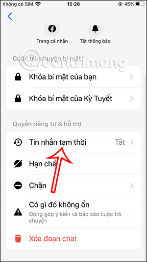 Tin nhắn Messenger tự xóa