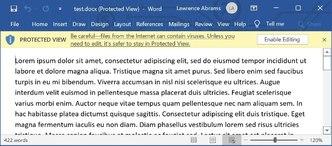 Protected View của Microsoft Office