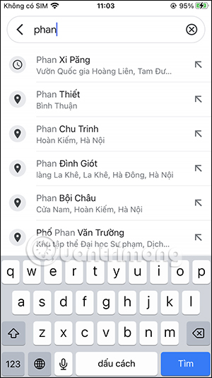 Tìm kiếm vị trí Google Maps