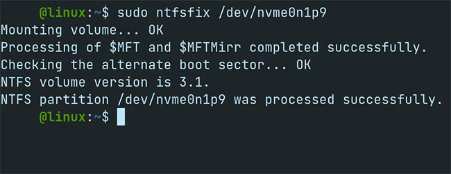 Sửa chữa phân vùng NTFS trên Ubuntu