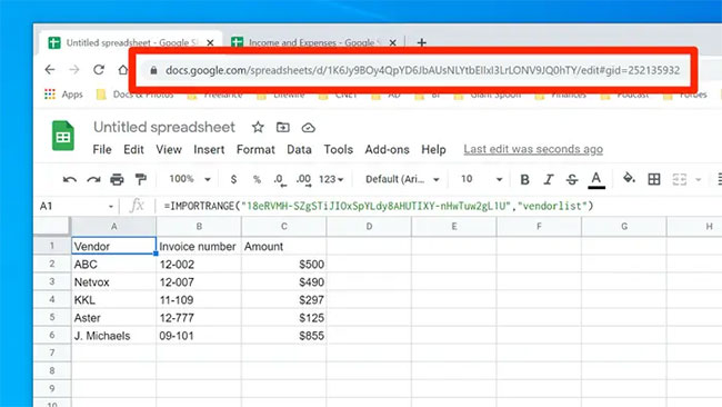 You can import any cell range from one worksheet like this to another by copying the URL or worksheet key