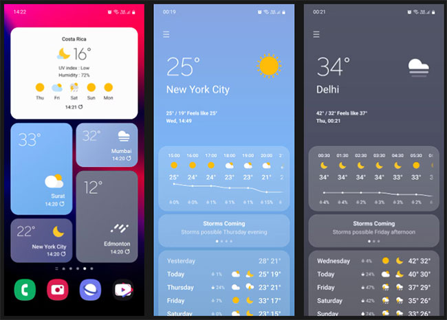 Các widget Samsung Weather