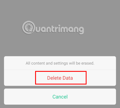 Nhấn vào Xóa dữ liệu.