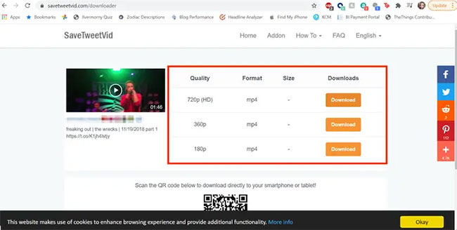 Chọn kích thước chất lượng video. Chất lượng càng cao thì dung lượng tải về càng lớn