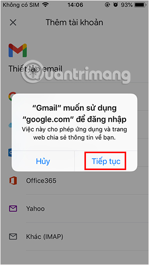 Truy cập Google trong Gmail