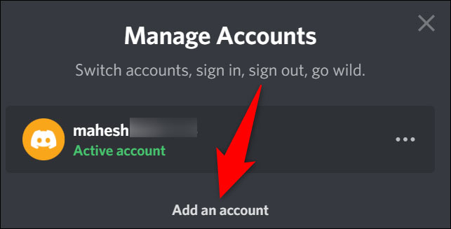 Chọn “Add an Account”