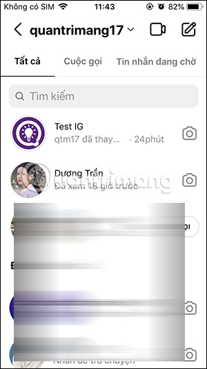 Giao diện tin nhắn Instagram