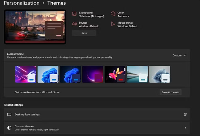 Cài đặt theme Windows 11